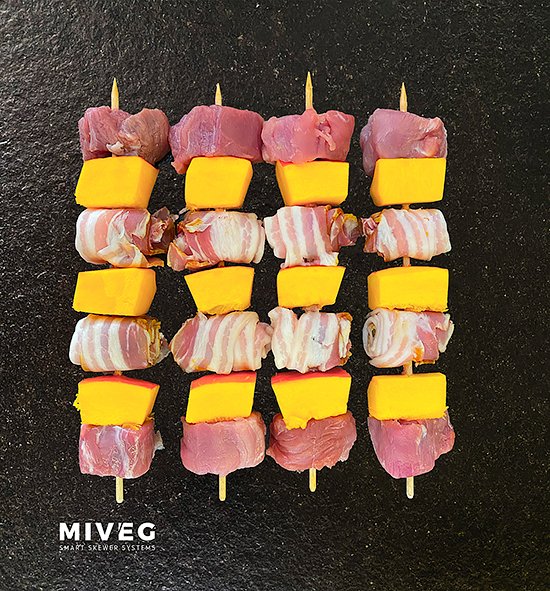 Miveg · Smarkt Skewer Systems · Schweinelendchen an Kürbis gespießt · pork tenderloin and pumpkin